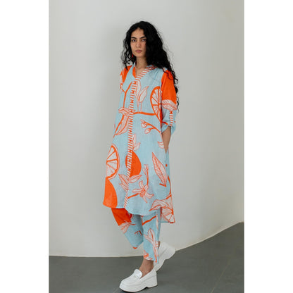 Silai Studio Mandarin Print Cotton Kurta