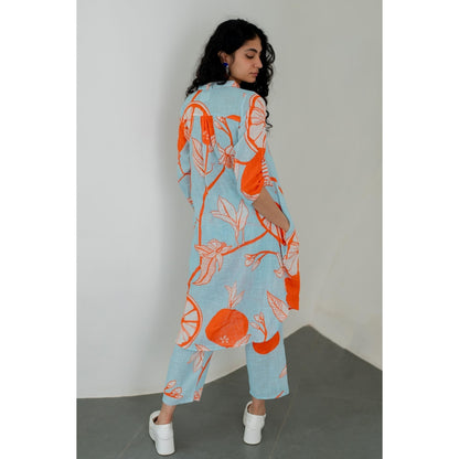Silai Studio Mandarin Print Cotton Kurta