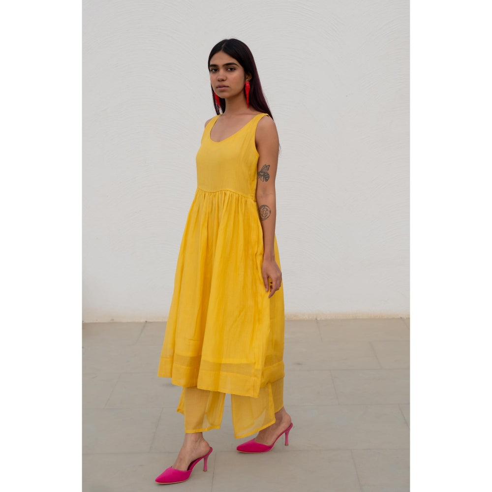 Silai Studio Yellow Fields Kurta with Palazzo (Set of 2)