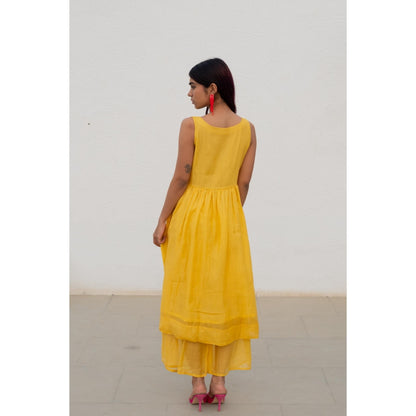 Silai Studio Yellow Fields Kurta with Palazzo (Set of 2)