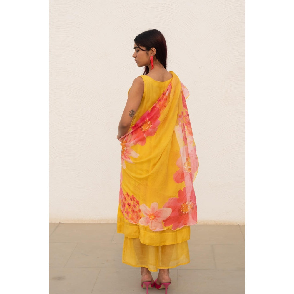 Silai Studio Yellow Fields Kurta with Palazzo (Set of 2)