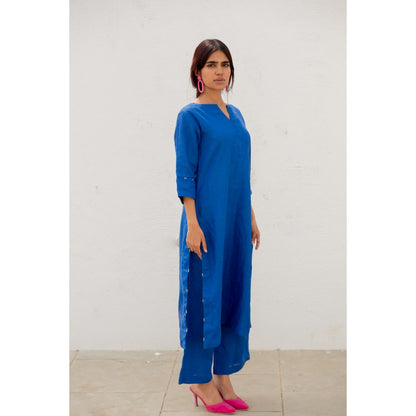 Silai Studio Sapphire Linen Kurta with Palazzo (Set of 2)