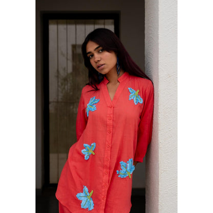 Silai Studio Coral Embroidered Co-Ord (Set of 2)