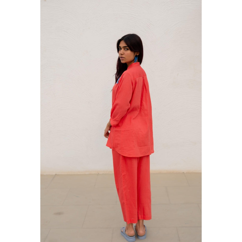 Silai Studio Coral Embroidered Co-Ord (Set of 2)
