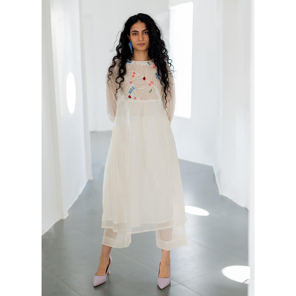 Silai Studio Morning Garden Chanderi Kurta with Palazzos (Set of 2)