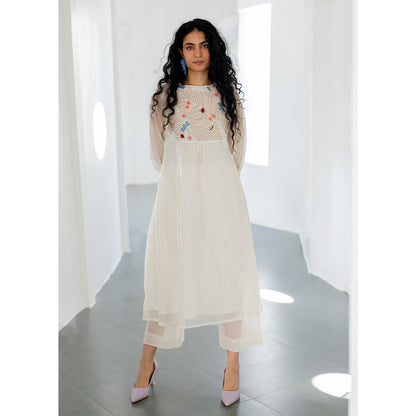 Silai Studio Morning Garden Chanderi Kurta with Palazzos (Set of 2)
