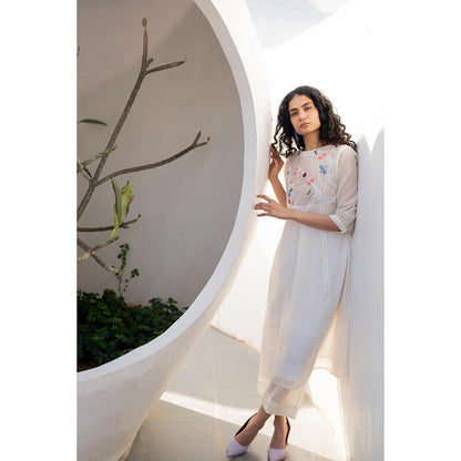 Silai Studio Morning Garden Chanderi Kurta with Palazzos (Set of 2)