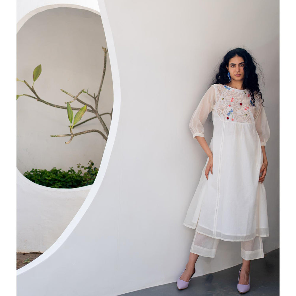 Silai Studio Morning Garden Chanderi Kurta with Palazzos (Set of 2)