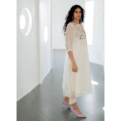 Silai Studio Morning Garden Chanderi Kurta with Palazzos (Set of 2)