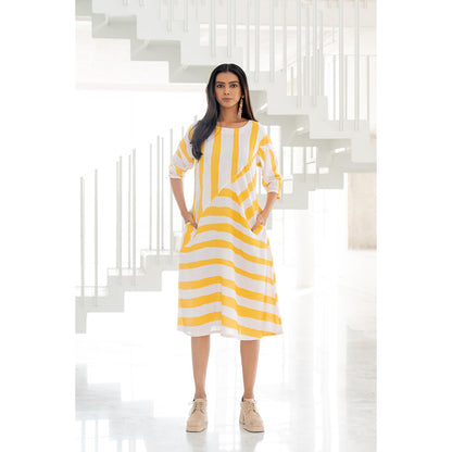 Silai Studio Pink Lemonade Striped Dress