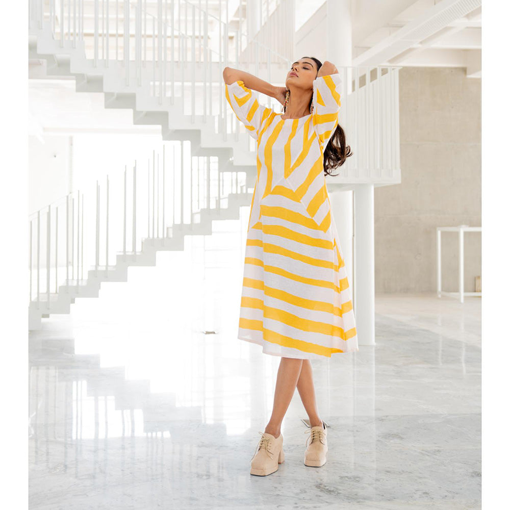 Silai Studio Pink Lemonade Striped Dress