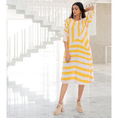 Silai Studio Pink Lemonade Striped Dress