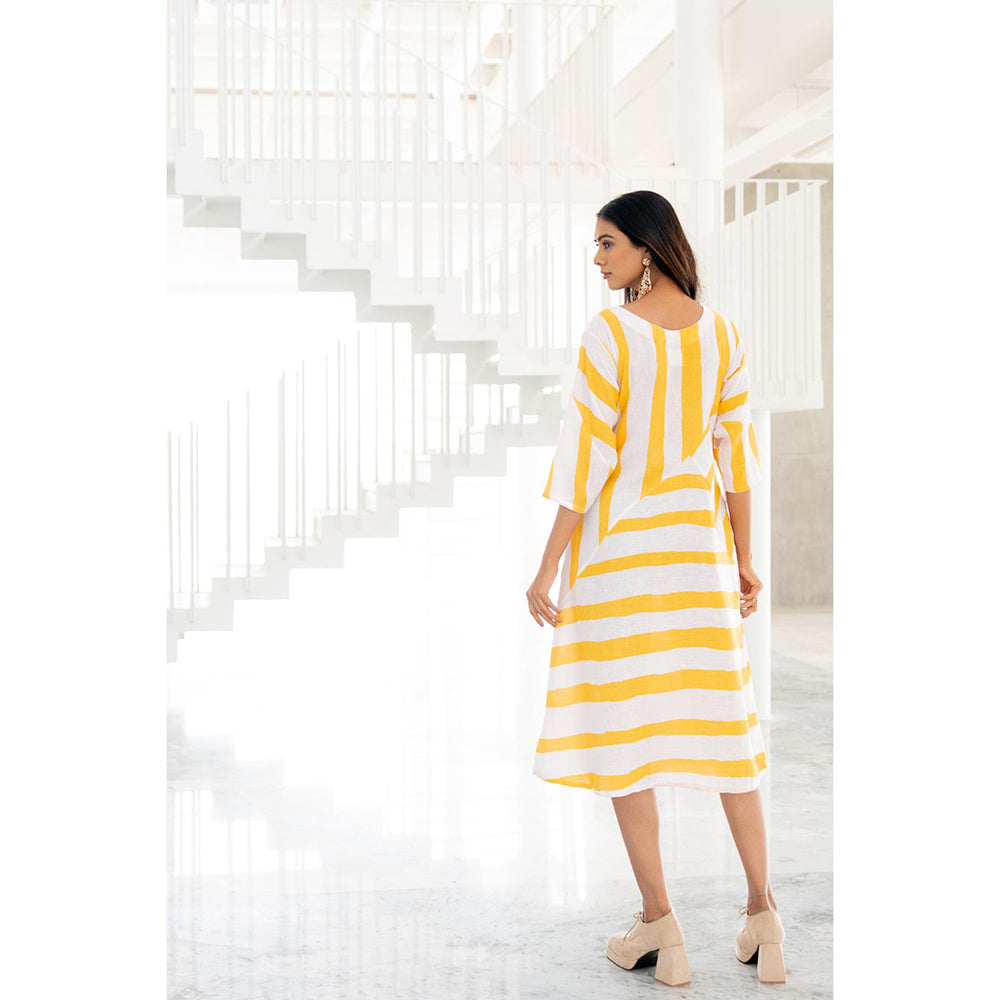 Silai Studio Pink Lemonade Striped Dress