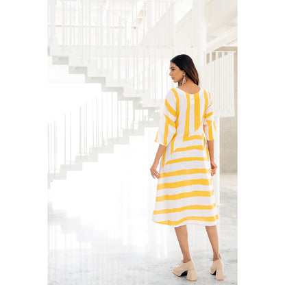 Silai Studio Pink Lemonade Striped Dress
