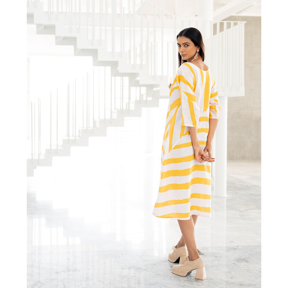 Silai Studio Pink Lemonade Striped Dress