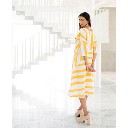 Silai Studio Pink Lemonade Striped Dress