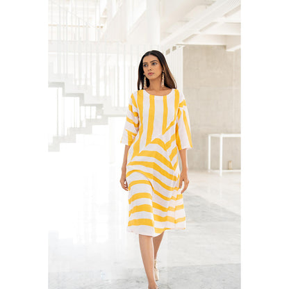 Silai Studio Pink Lemonade Striped Dress