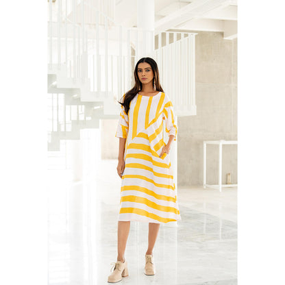 Silai Studio Pink Lemonade Striped Dress