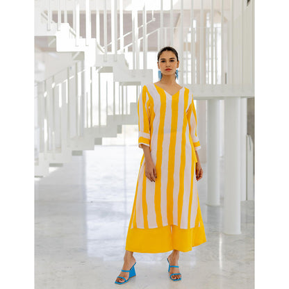 Silai Studio Lemonberry Box Slit Kurta and Palazzo (Set of 2)