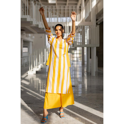 Silai Studio Lemonberry Box Slit Kurta and Palazzo (Set of 2)