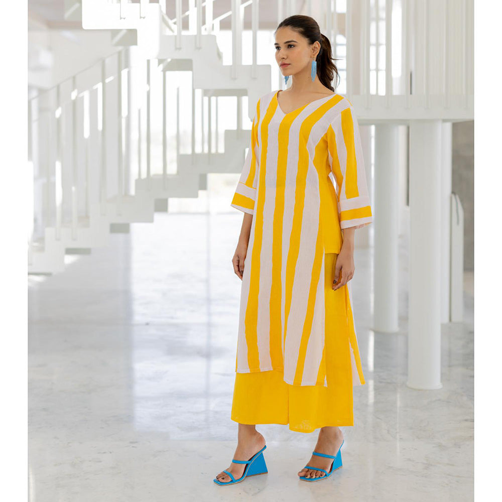 Silai Studio Lemonberry Box Slit Kurta and Palazzo (Set of 2)