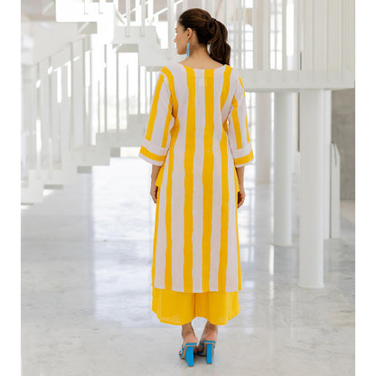 Silai Studio Lemonberry Box Slit Kurta and Palazzo (Set of 2)