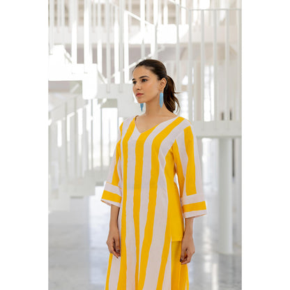 Silai Studio Lemonberry Box Slit Kurta and Palazzo (Set of 2)
