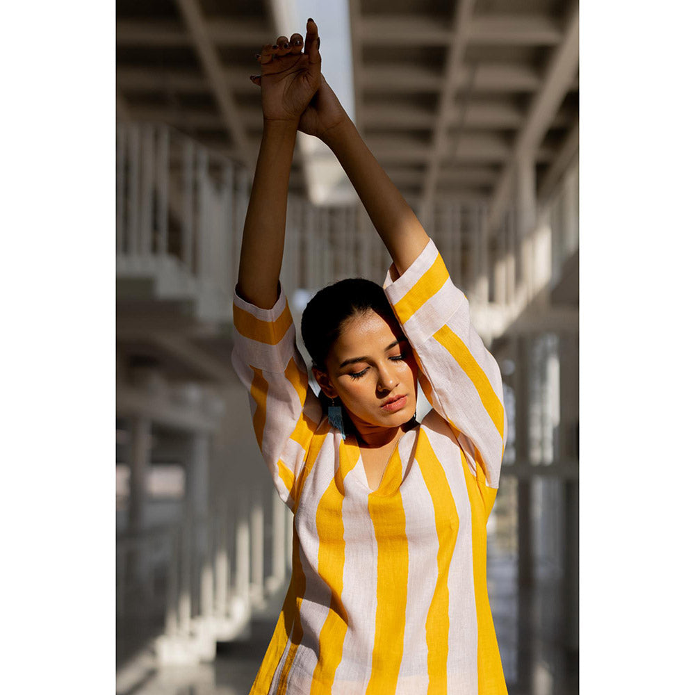 Silai Studio Lemonberry Box Slit Stripes Kurta