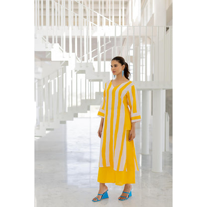 Silai Studio Lemonberry Box Slit Stripes Kurta