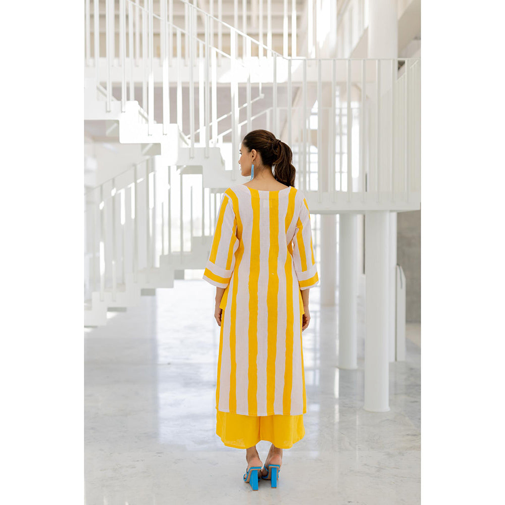 Silai Studio Lemonberry Box Slit Stripes Kurta