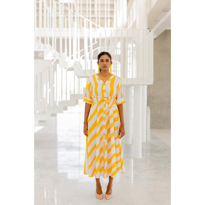 Silai Studio Lemonberry Draw Stripes Dress