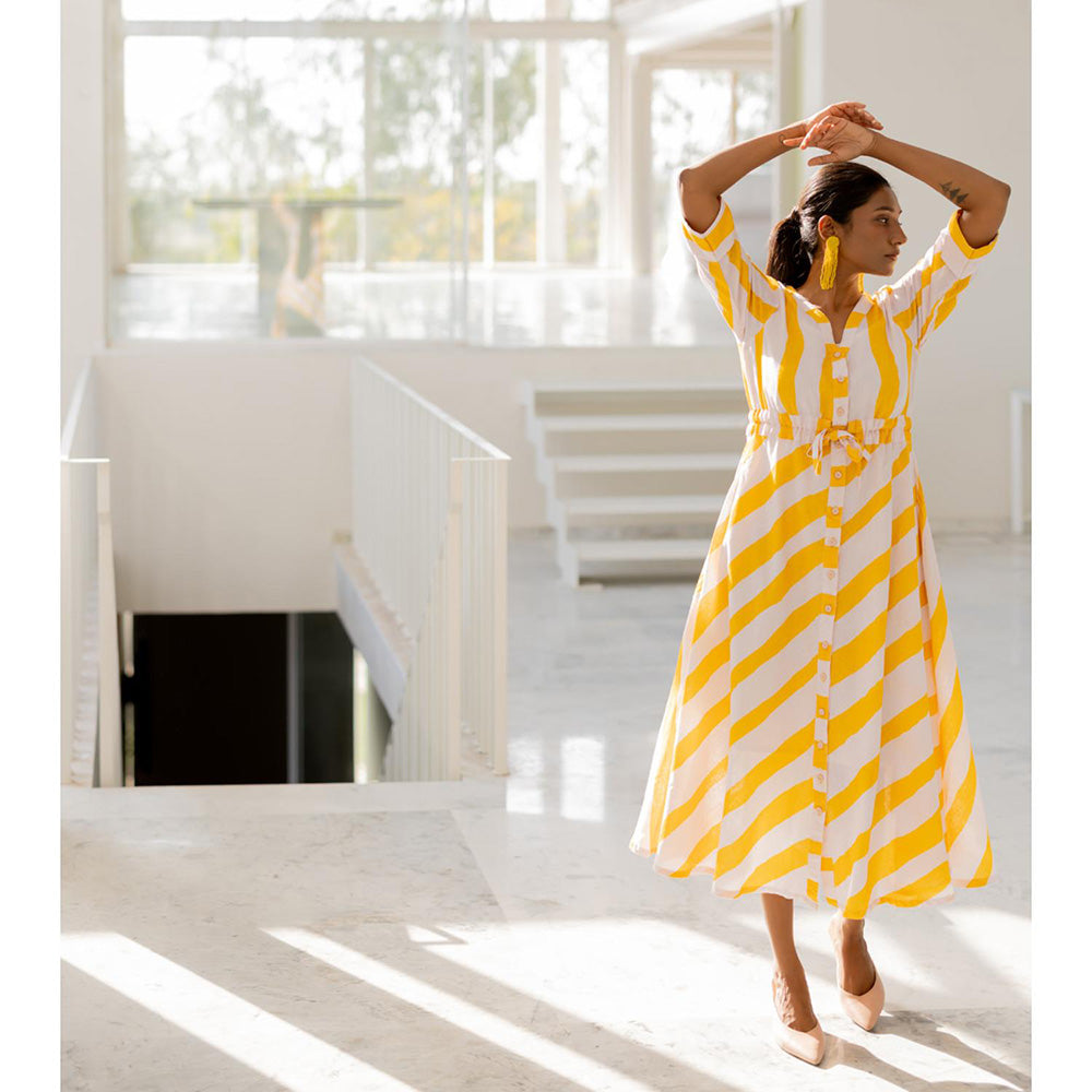 Silai Studio Lemonberry Draw Stripes Dress
