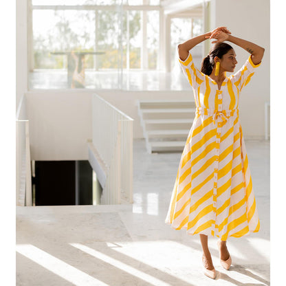 Silai Studio Lemonberry Draw Stripes Dress