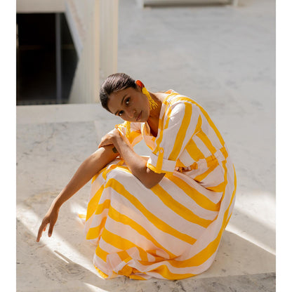Silai Studio Lemonberry Draw Stripes Dress