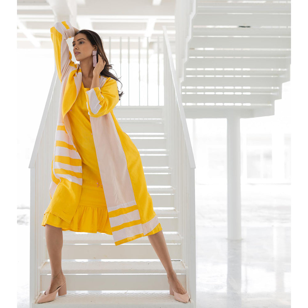 Silai Studio Lemons and Candies Ruffle Hem Dress