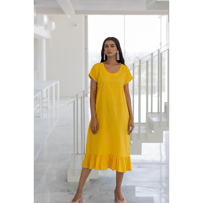 Silai Studio Lemons and Candies Ruffle Hem Dress