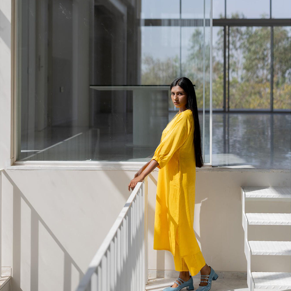 Silai Studio Sunflower Yellow Kurta and Pant (Set of 2)