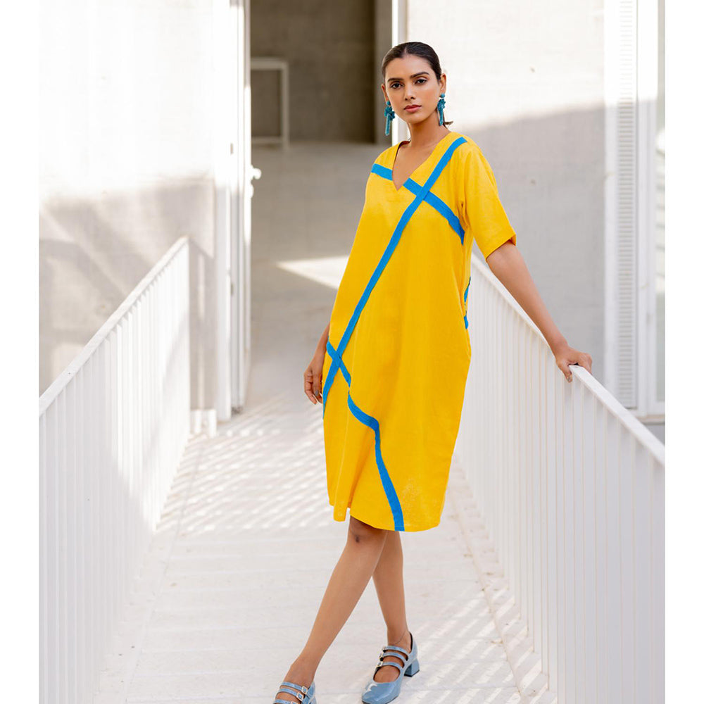 Silai Studio Yellow Sunbeam Solid Dress
