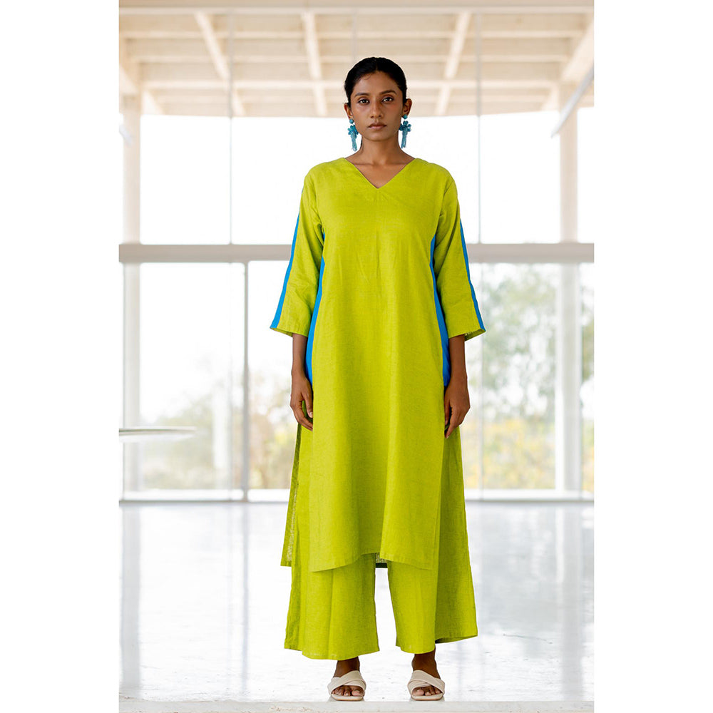 Silai Studio Avocado Azure Box Slit Kurta and Palazzo (Set of 2)