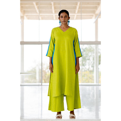 Silai Studio Avocado Azure Box Slit Kurta and Palazzo (Set of 2)