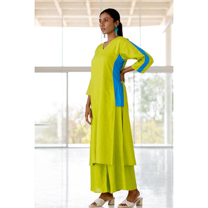 Silai Studio Avocado Azure Box Slit Kurta and Palazzo (Set of 2)