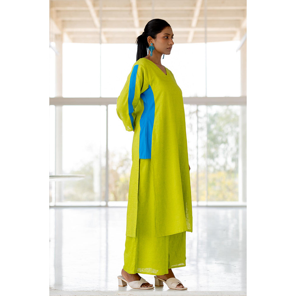 Silai Studio Avocado Azure Box Slit Kurta and Palazzo (Set of 2)