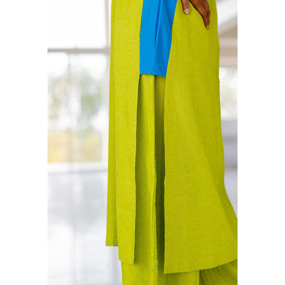 Silai Studio Avocado Azure Box Slit Kurta and Palazzo (Set of 2)