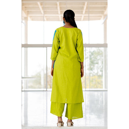 Silai Studio Avocado Azure Box Slit Kurta and Palazzo (Set of 2)