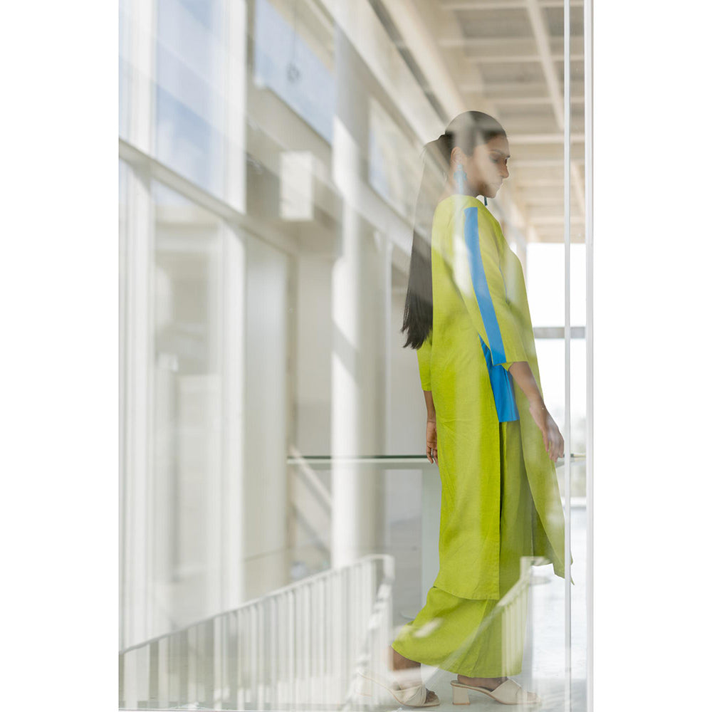 Silai Studio Avocado Azure Box Slit Kurta and Palazzo (Set of 2)