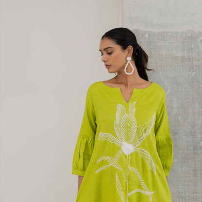 Silai Studio Matcha Bloom Embroidered Kurta with Palazzo (Set of 2)
