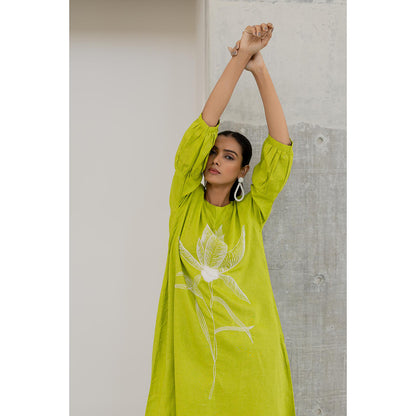 Silai Studio Matcha Bloom Embroidered Kurta with Palazzo (Set of 2)