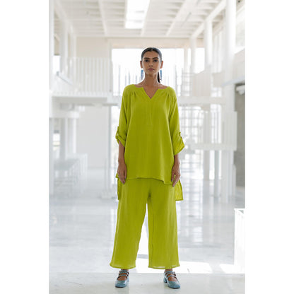 Silai Studio Matcha Green Solid Co-Ord (Set of 2)