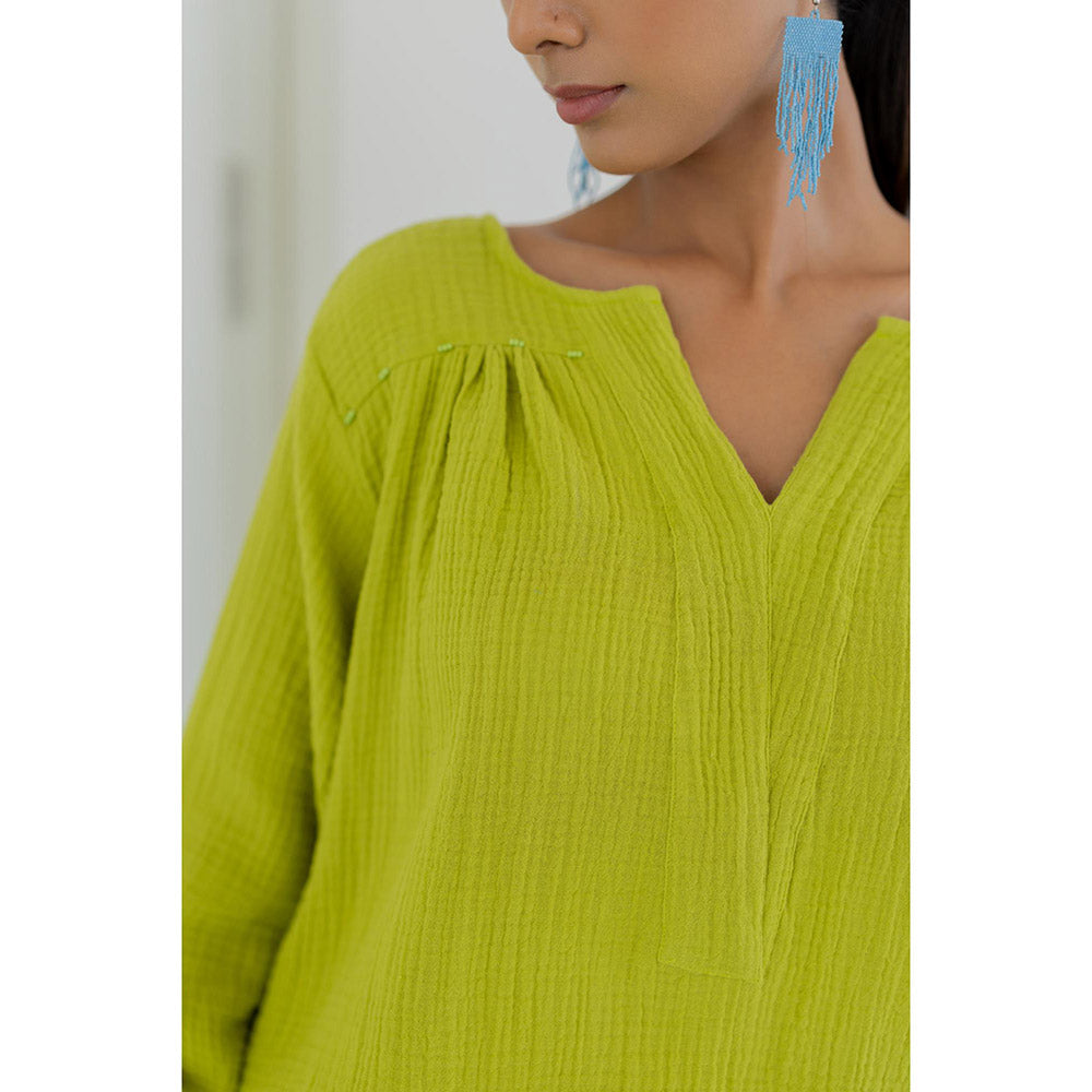 Silai Studio Matcha Green Solid Co-Ord (Set of 2)