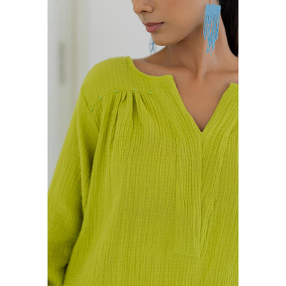 Silai Studio Matcha Green Solid Co-Ord (Set of 2)